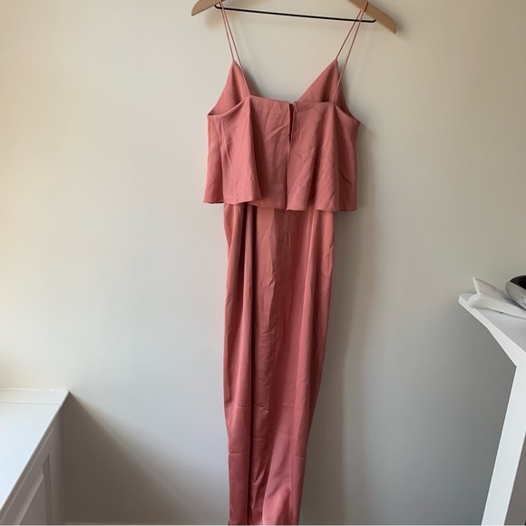 Shona Joy Rose Pink Luxe Frill Tulip Hem Maxi Dress Sz 2 - Picture 4 of 10